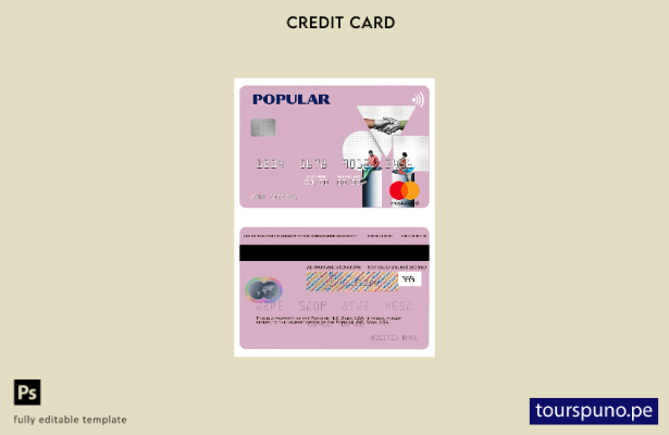 lista para imprimir plantilla de tarjeta mastercard de USA Popular, Inc. Bank